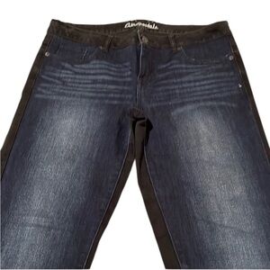 Aeropostale size 10 blue & black color block jeans straight leg two tone